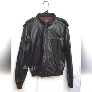 Vintage Members Only Jacket Mens Size 44 Leather Brown Biker Bomber Jacket Coat